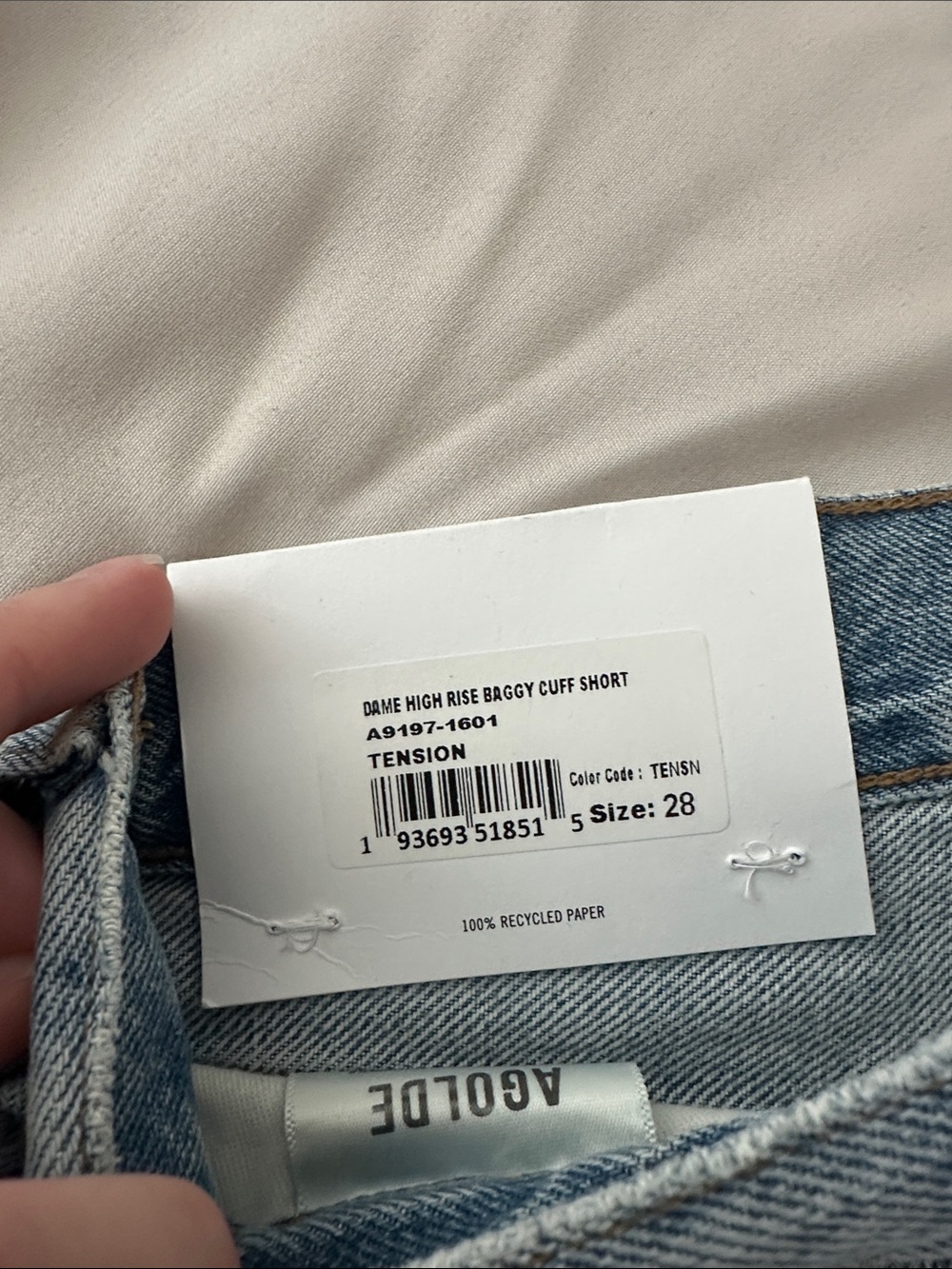 AGOLDE DAME HIGH RISE BAGGY CUFF SHORT - Picture 4 of 5